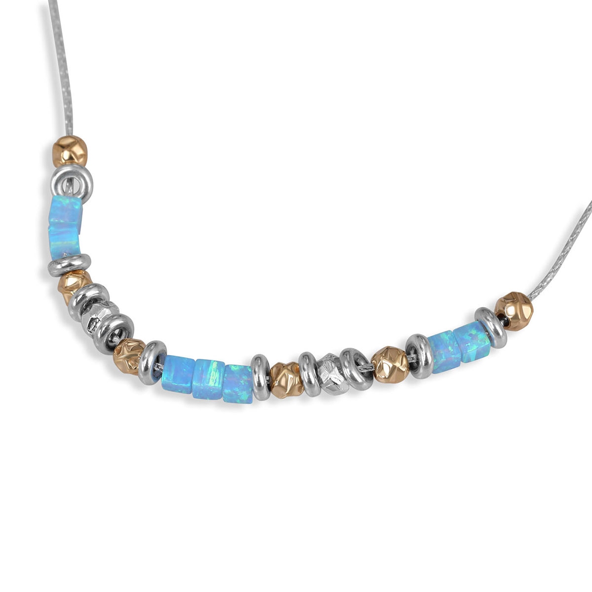 Moriah Jewelry Opal with 925 Sterling Silver and Gold Filled Beaded Necklace  - 1