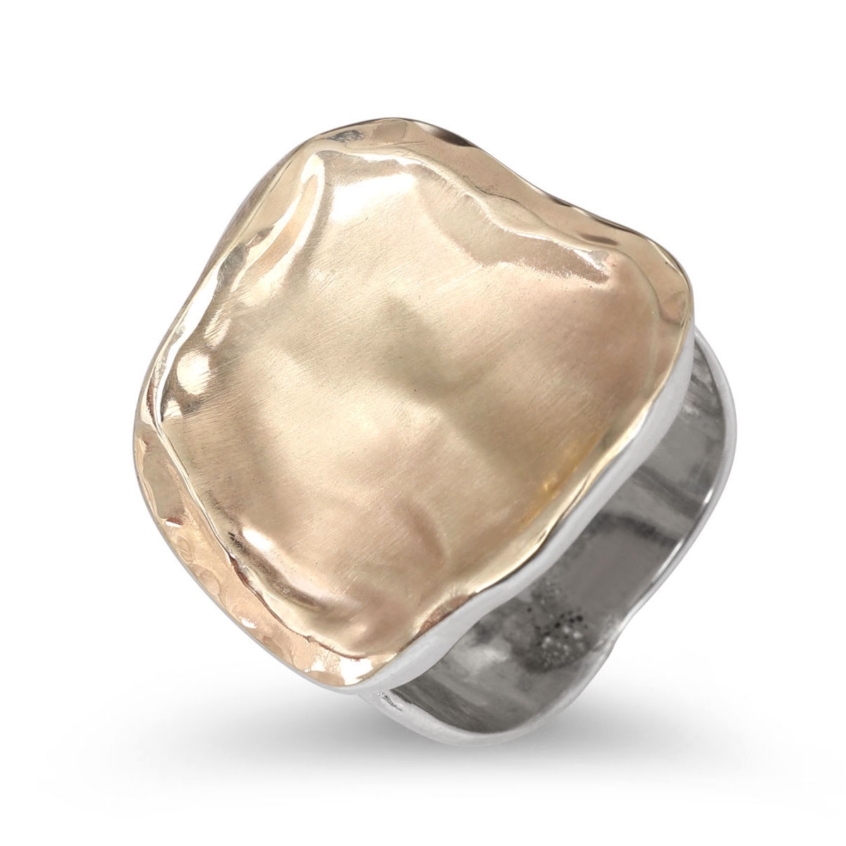 Moriah Jewelry Abstract Gold and Sterling Silver Brushed Ring  - 1
