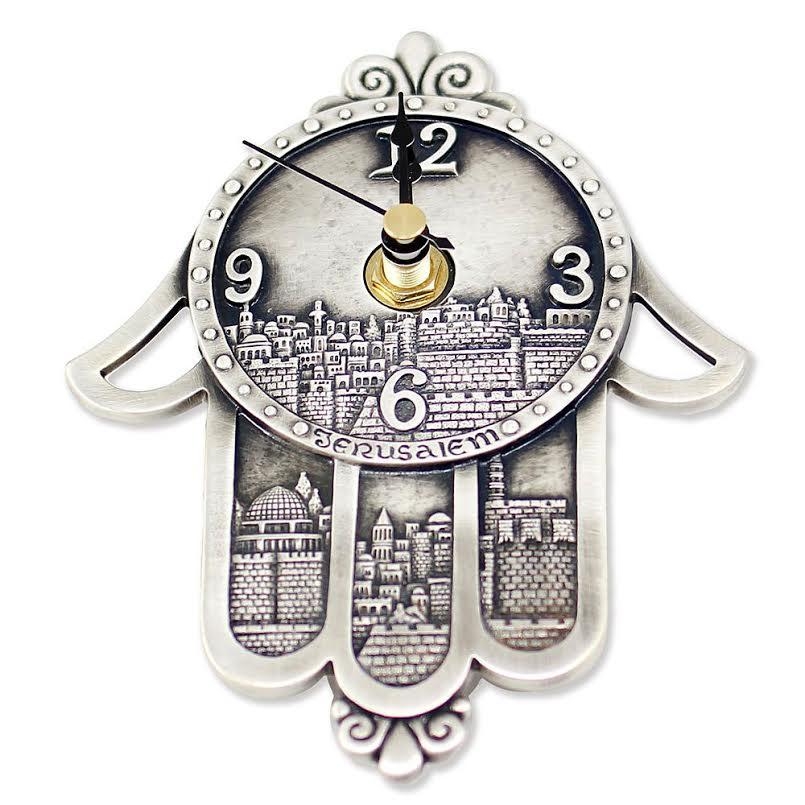 Danon Wall Hanging Hamsa Clock with Jerusalem Motif - 1