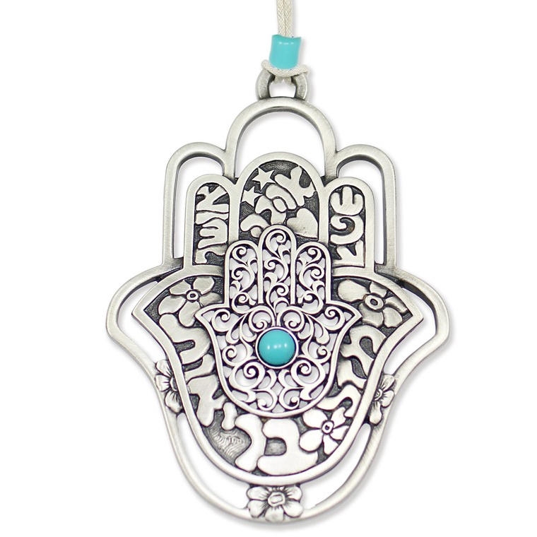 Danon Hamsa Wall Hanging with Blessings (2 Color Options) - 1