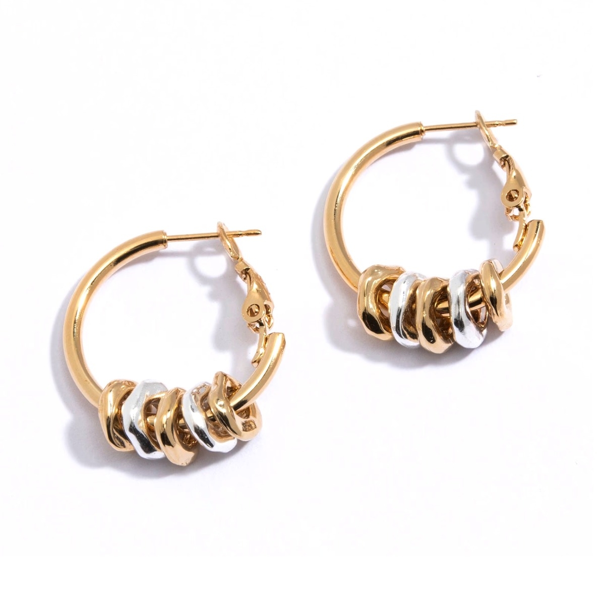 Danon 24K Gold and Silver Plated Five Rings Earrings - Color Option - 1