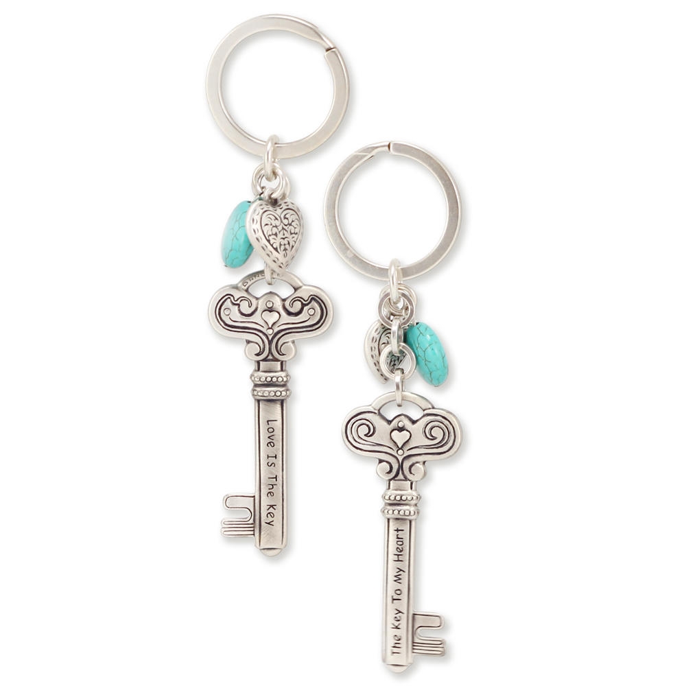 Danon Decorative Key Ring with Turquoise Stone and Heart -Key Design - 1