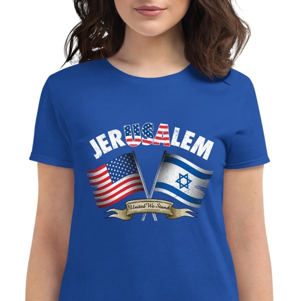 Jerusalem: United We Stand Women's Fashion Fit Israel T-Shirt - 1
