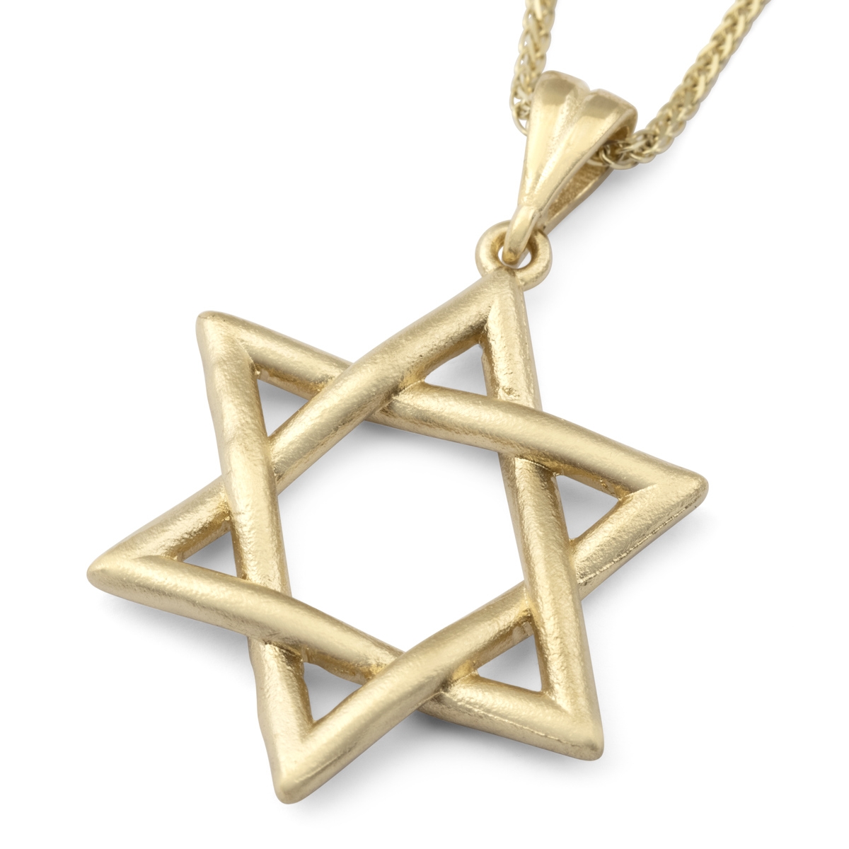 14K Gold Interlocking Star of David Pendant Necklace - 1