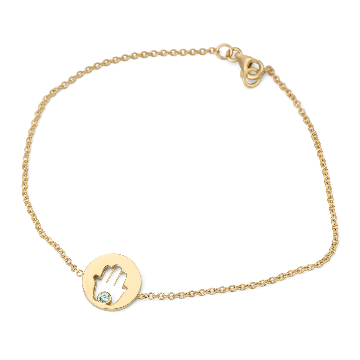 Luxury 14K Gold Topaz Hamsa Bracelet - 1