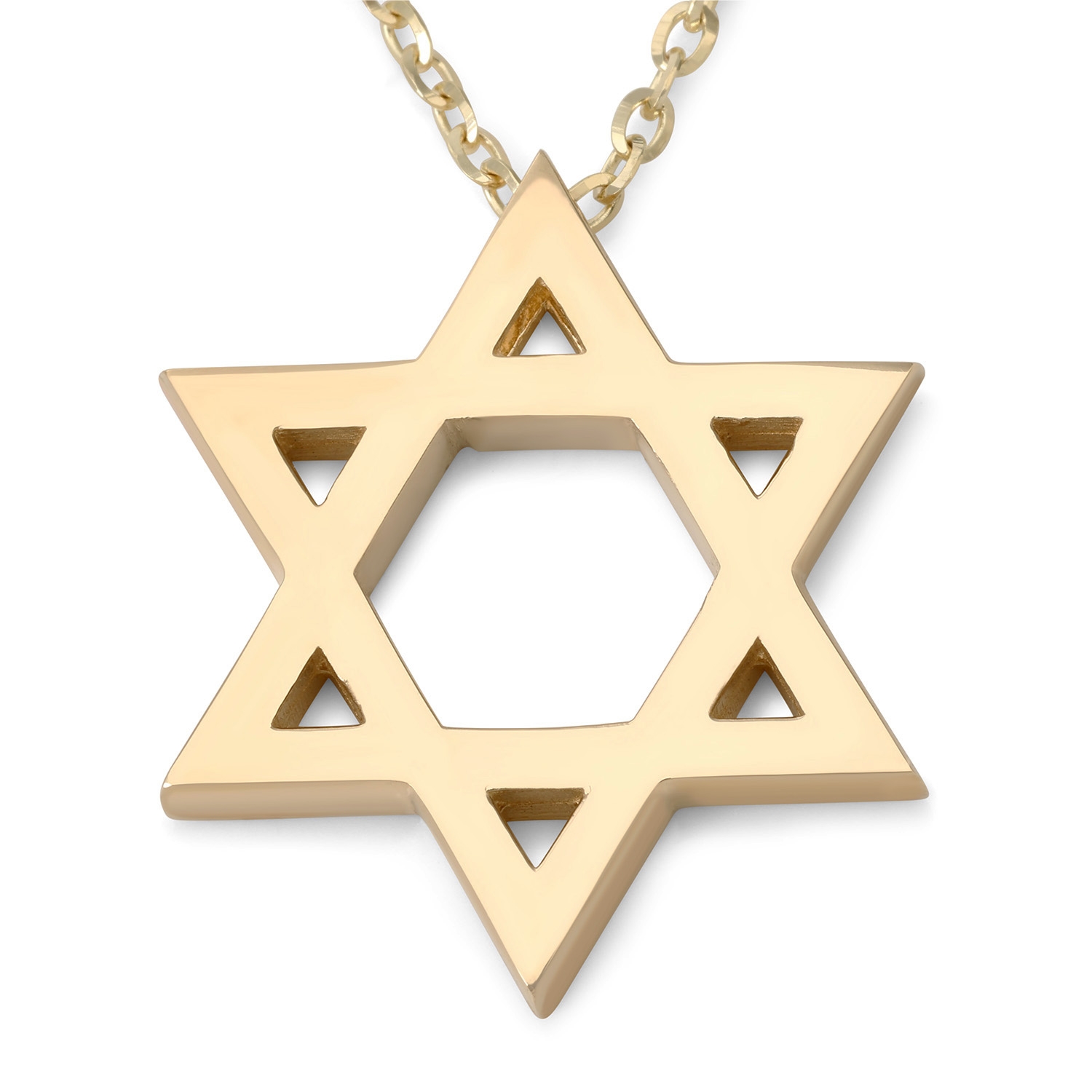 Deluxe 14K Gold Star of David Pendant Necklace - Unisex - 1