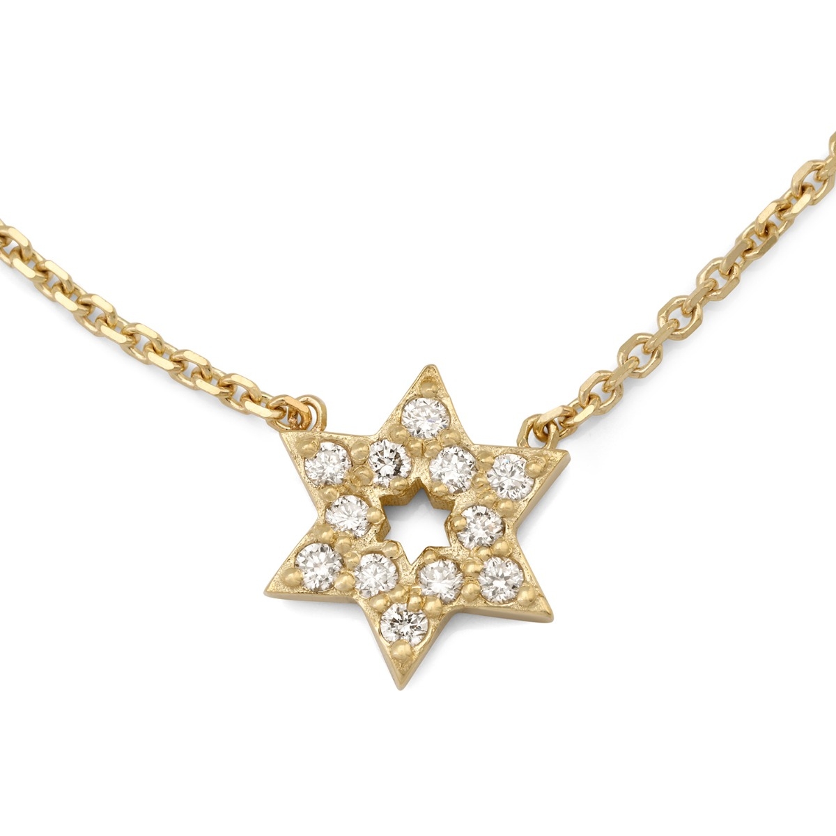 14K Gold Dainty Star of David Necklace with Diamonds - Color Option - 1