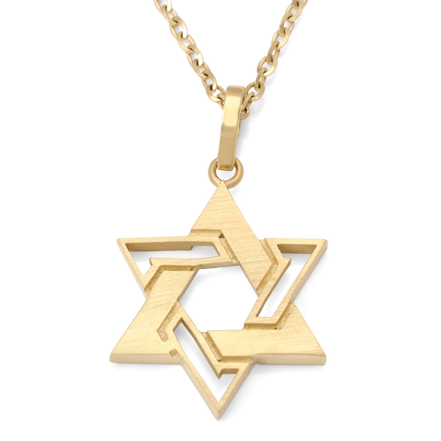 14K Gold Interconnecting Star of David Necklace Pendant - Color Option - 1