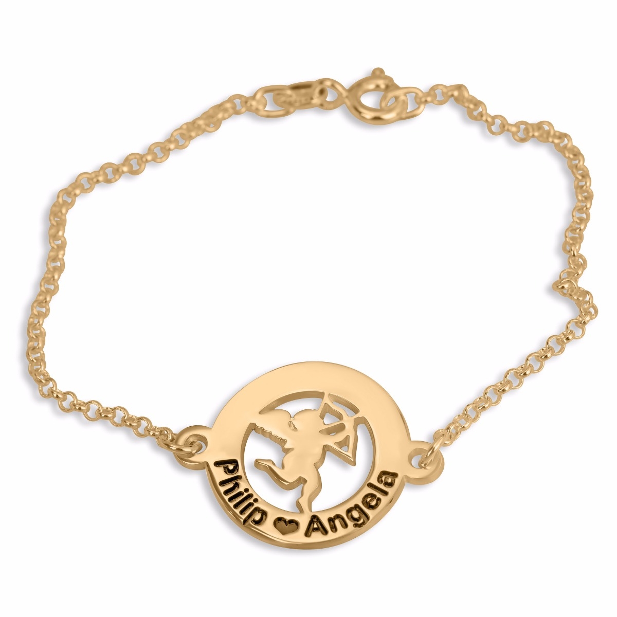 Double Thickness Gold-Plated Personalised Cupid Bracelet - 1