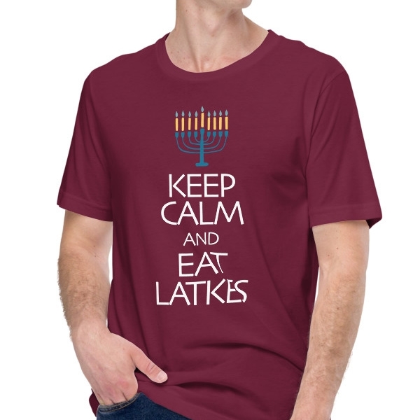 Keep Calm and Eat Latkes Funny Hanukkah T-Shirt - 1