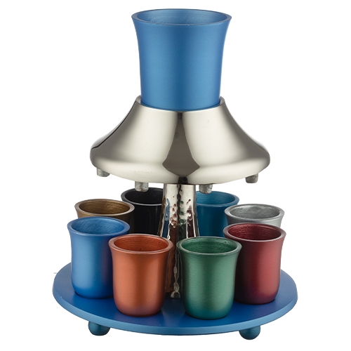 Multicolored Elegant Kiddush Wine Fountain - 8 Cups - 1