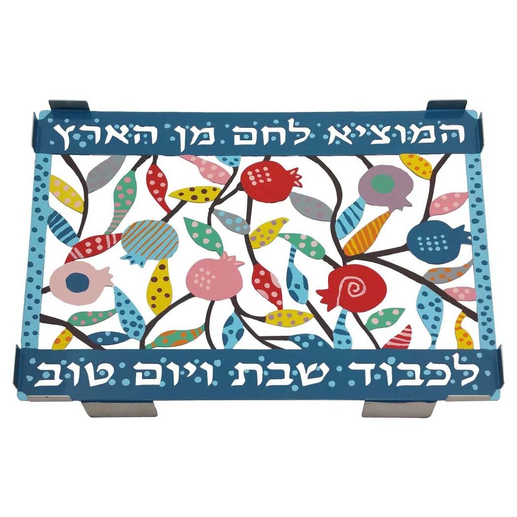 Multicolored Stainless Steel and Glass Pomegranates Challah Board - 1