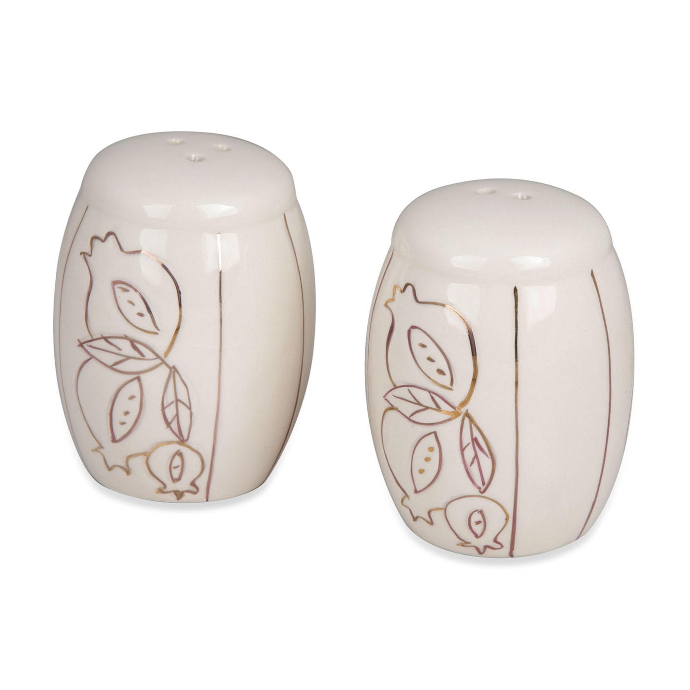 Ceramic Salt and Pepper Shakers with Golden Pomegranates - 1