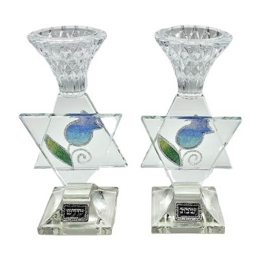 Lily Art Crystal & Glass Star of David Watercolor Candlesticks - 1