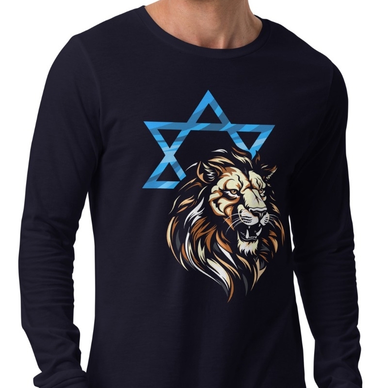 Lion of Judah and Star of David Unisex Long Sleeve Tee - 1