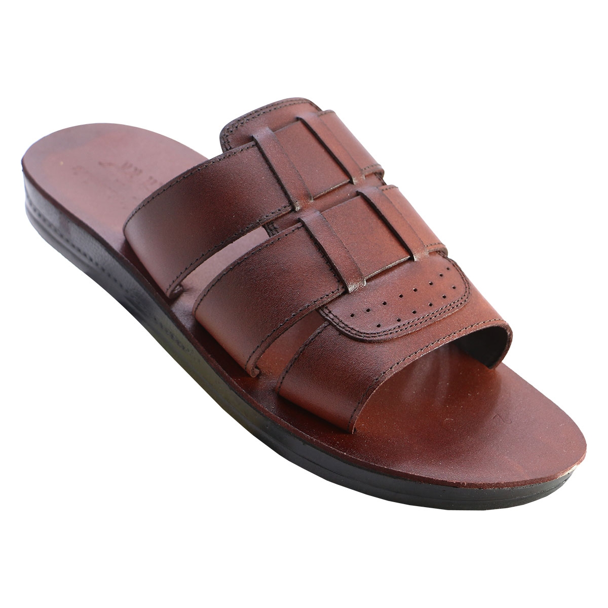 Hermon Handmade Leather Men's Sandals (Brown) - 1
