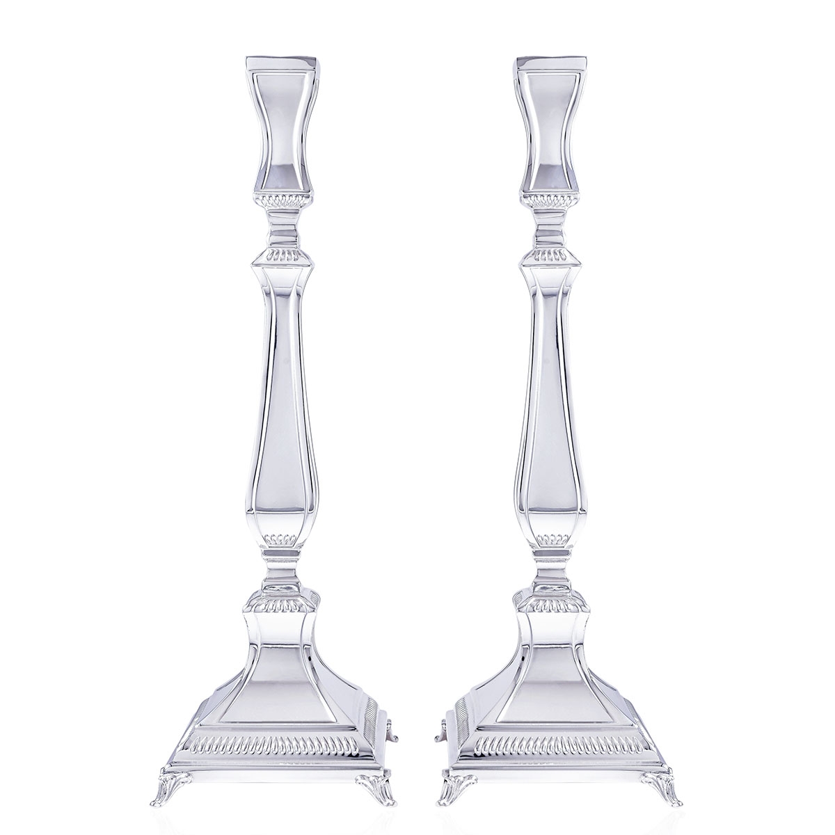 Luxurious 925 Sterling Silver Shabbat Candlesticks With Legs - 1