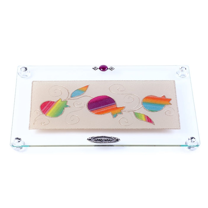 Lily Art Pomegranate Glass Challah Board – Multicolored - 1