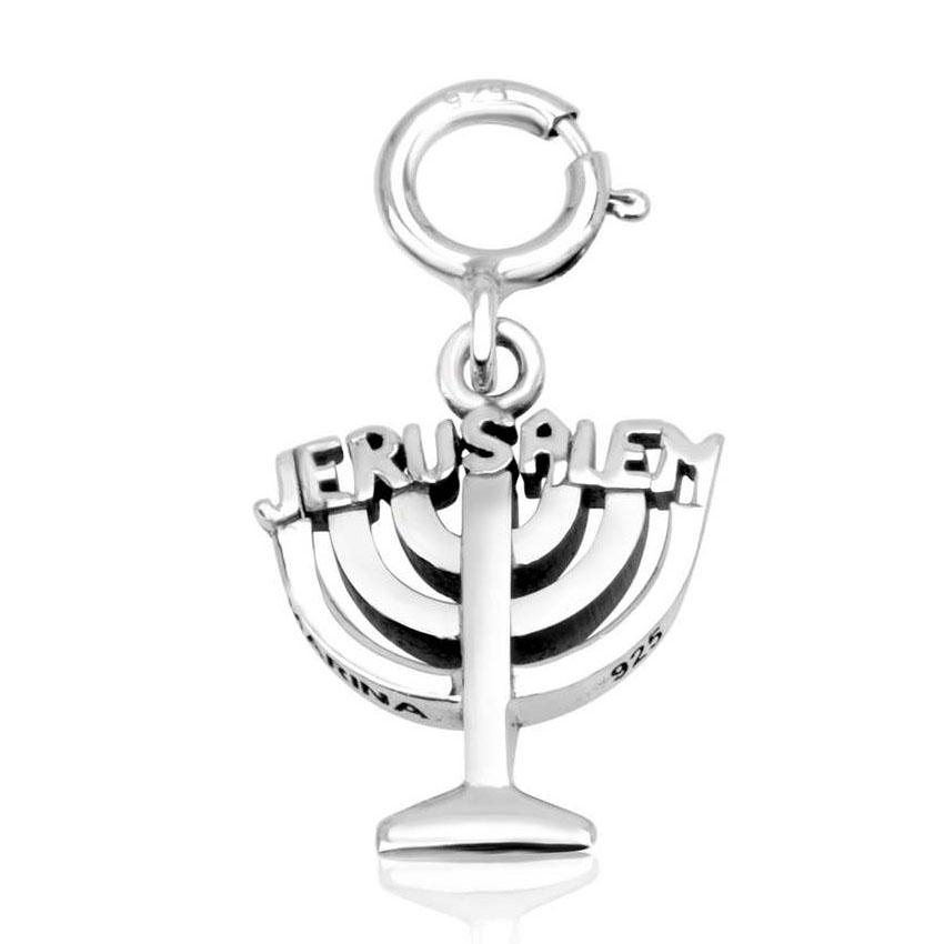 Marina Jewelry Sterling Silver Jerusalem Menorah Clip-on Charm - 1