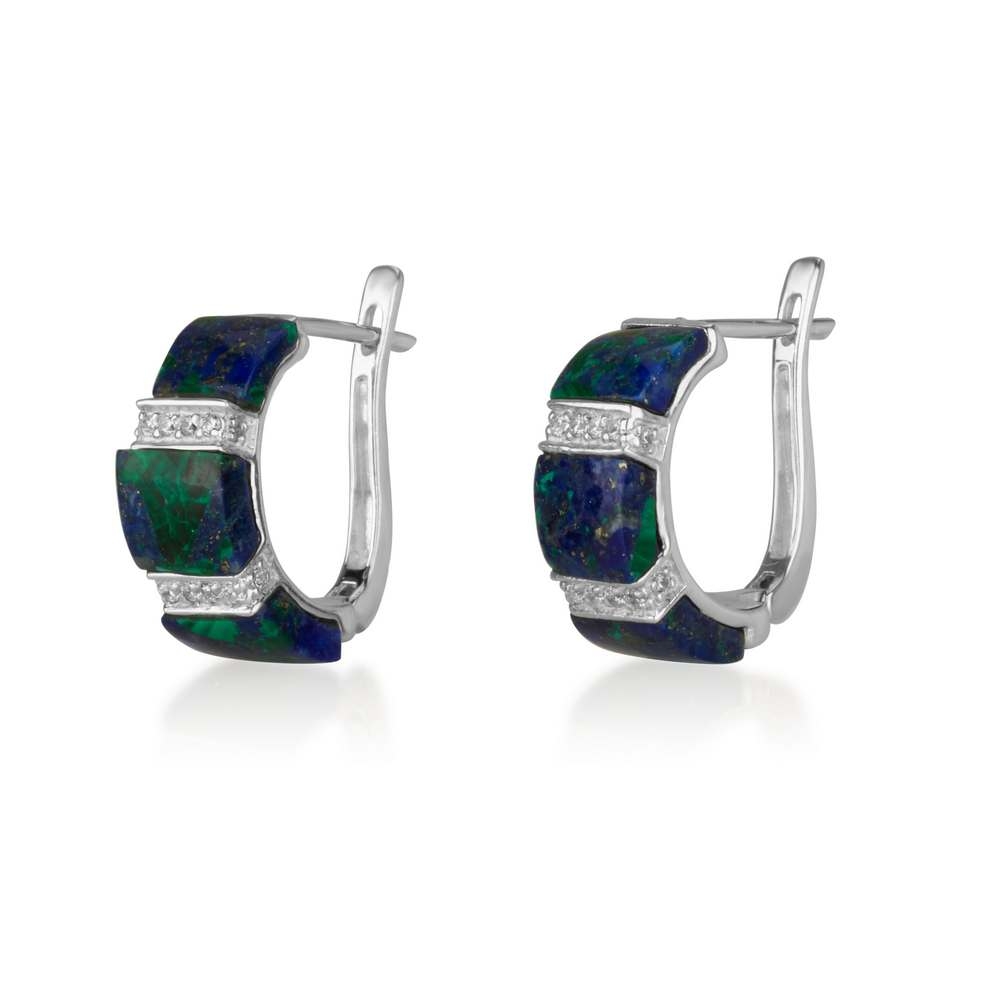 Marina Jewelry Luxurious 925 Sterling Silver and Eilat Stone Earrings - 1