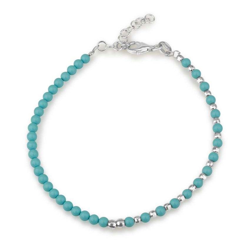 Marina Jewelry Sterling Silver & Turquoise Bead Bracelet for Charms - 1