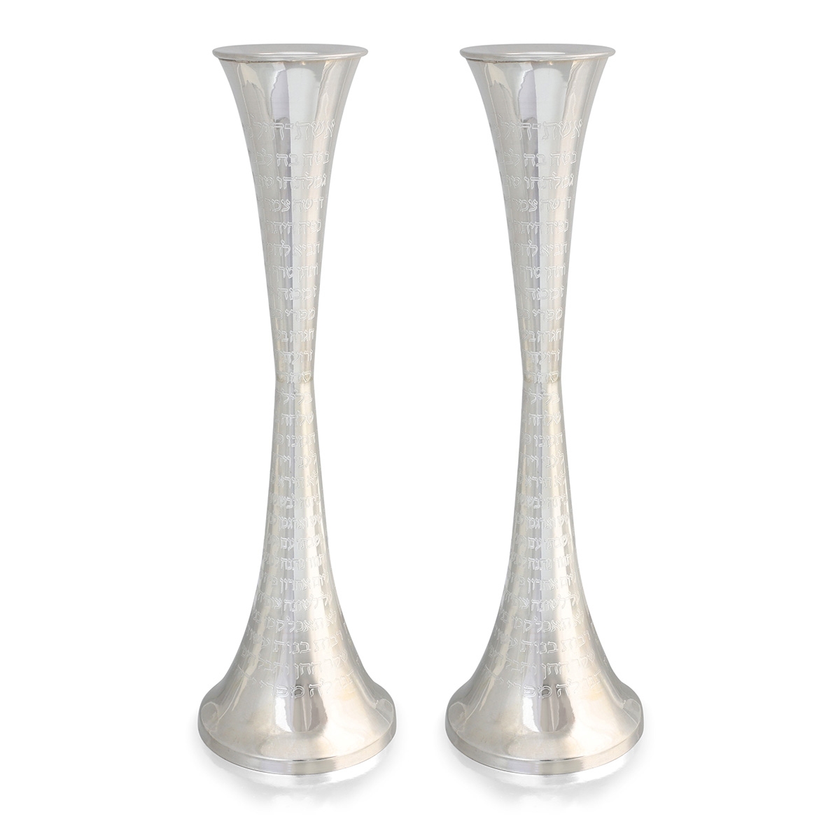 Sterling Silver Eshet Chayil Candlesticks - Hourglass Design - 1