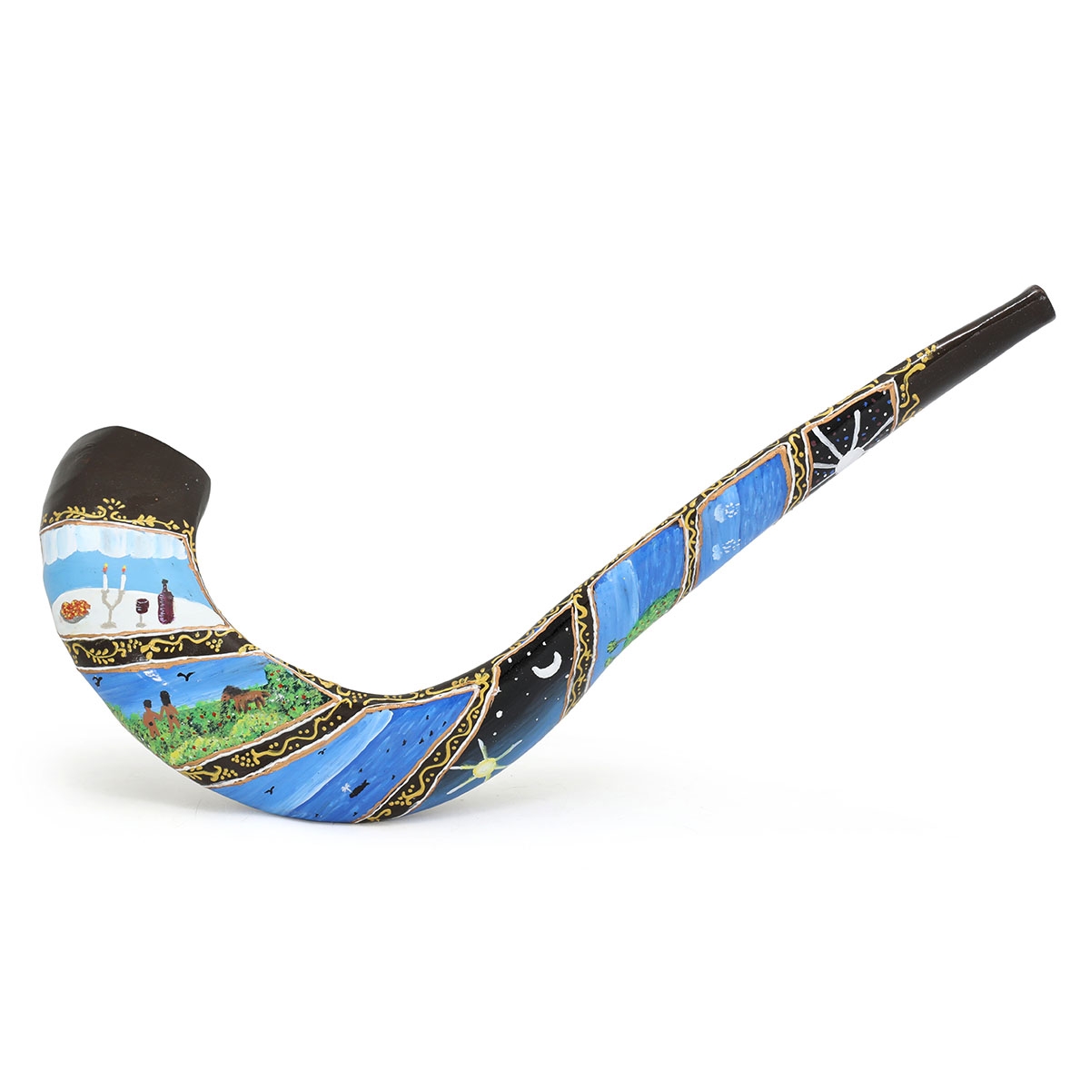 Hand Painted Seven Days of Creation Shofar  - 1