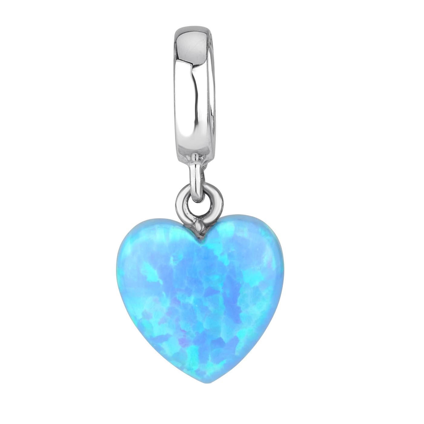Marina Jewelry Blue Opal Heart Pendant Charm - 1