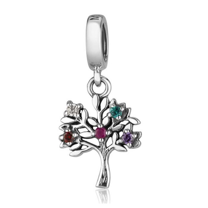 Marina Jewelry Tree of Life Sterling Silver Hanging Charm with Colorful Crystals - 1