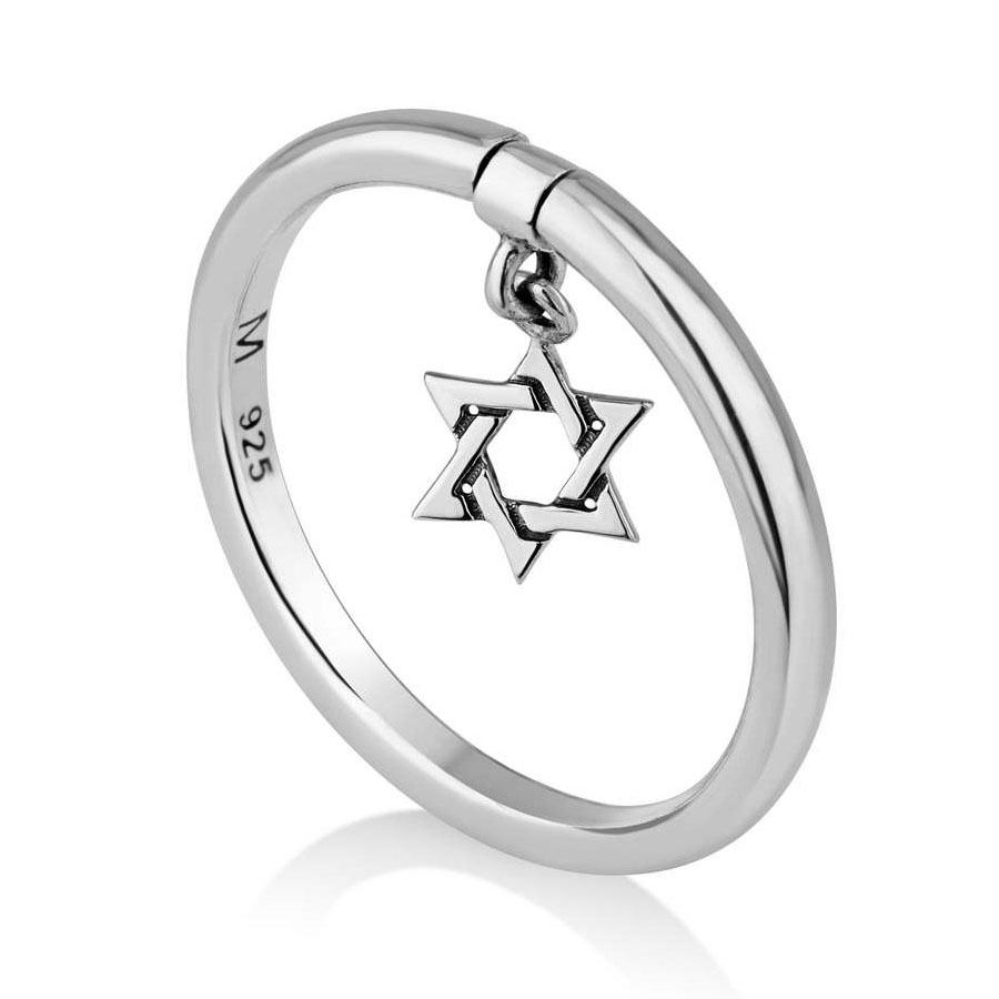 Marina Jewelry Hanging Star of David Sterling Silver Ring  - 1