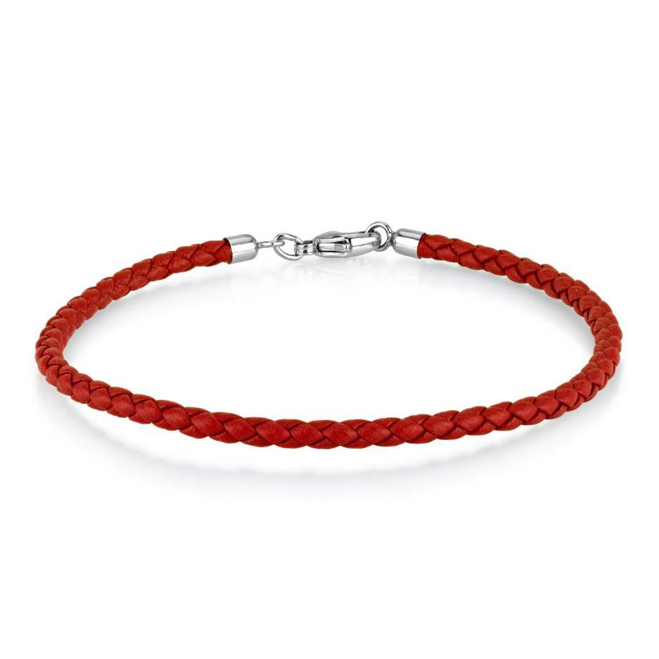 Marina Jewelry Red Leather Braided Bracelet  - 1