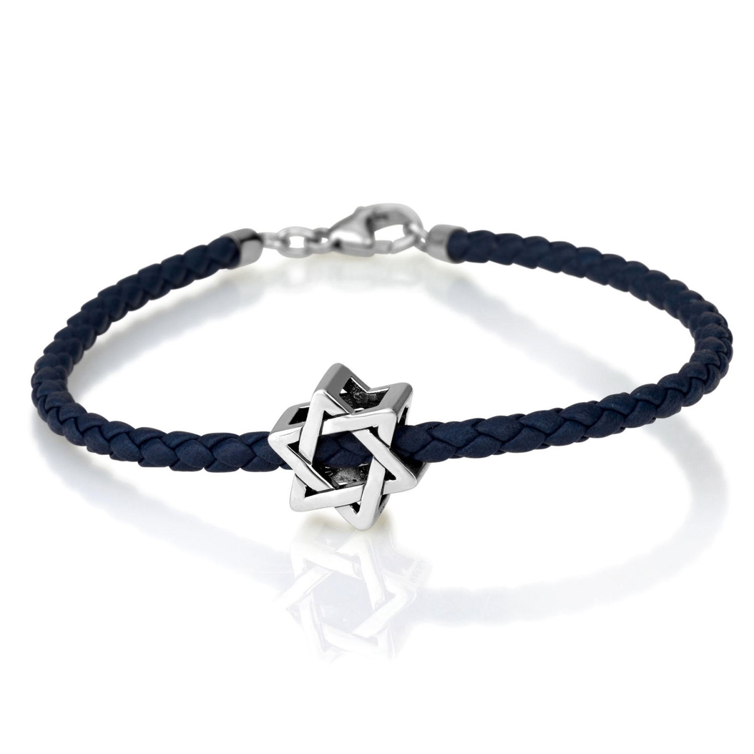 Marina Jewelry Leather Bracelet with Silver Star of David Charm - 1
