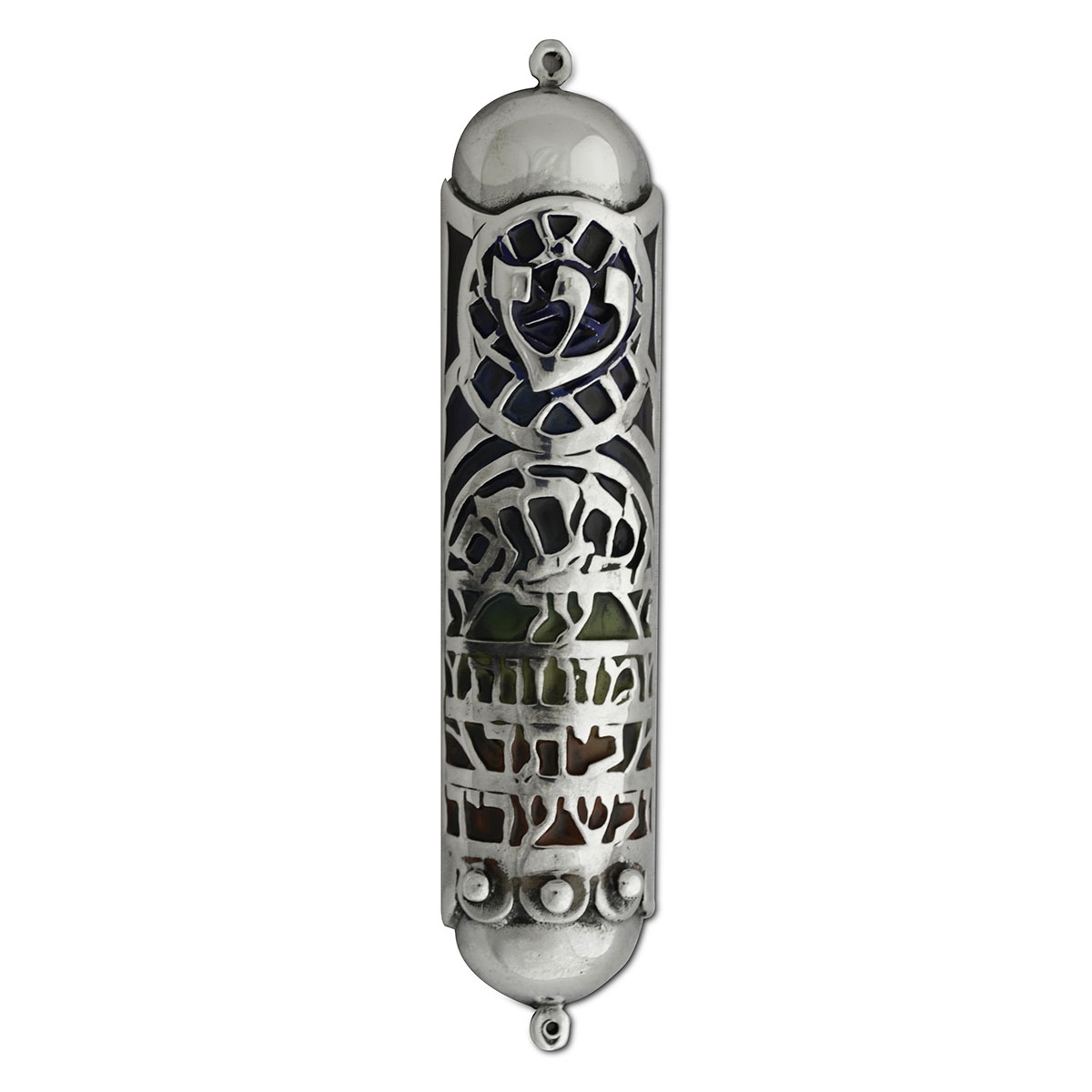 Nadav Art Sterling Silver Enameled Mezuzah Case - Moran - 1