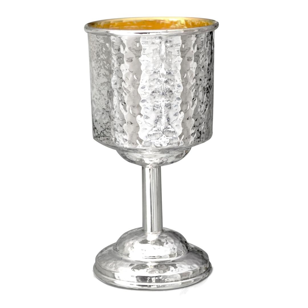 Nadav Art 925 Sterling Silver Hammered Kiddush Cup - Yosef - 1
