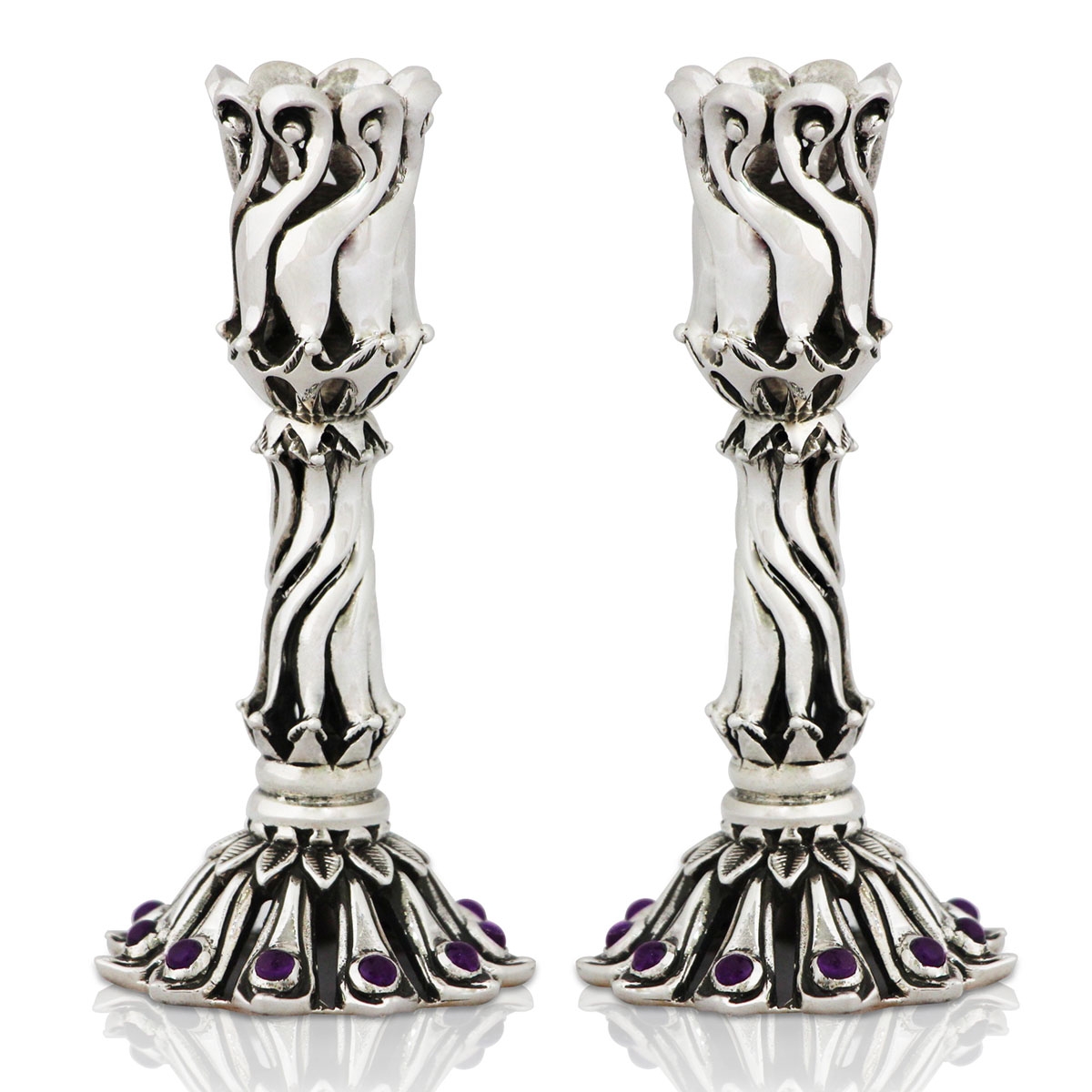 Nadav Art Handcrafted Sterling Silver Candlesticks – Reut - 1