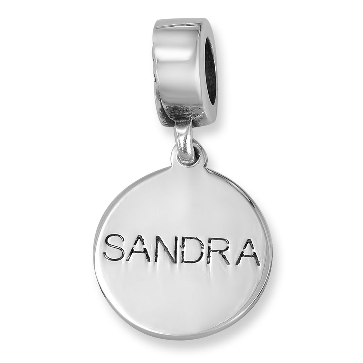 Disc Sterling Silver Name Charm (English / Hebrew)  - 1