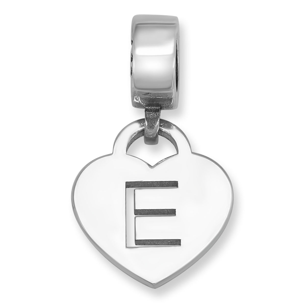 Heart Sterling Silver Initial Cut-Out Charm (English / Hebrew)  - 1