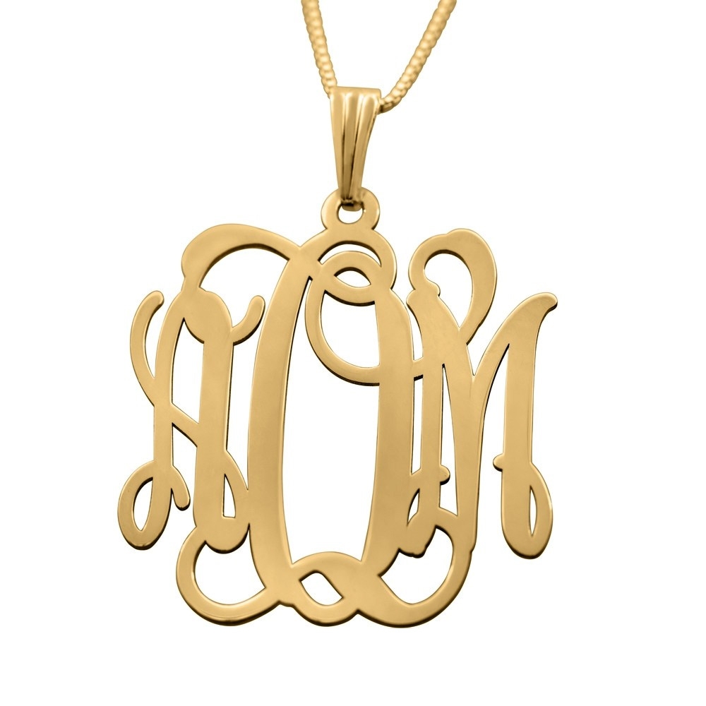 24K Gold Plated Silver Monogram Personalized Initial Name Necklace-English - 2