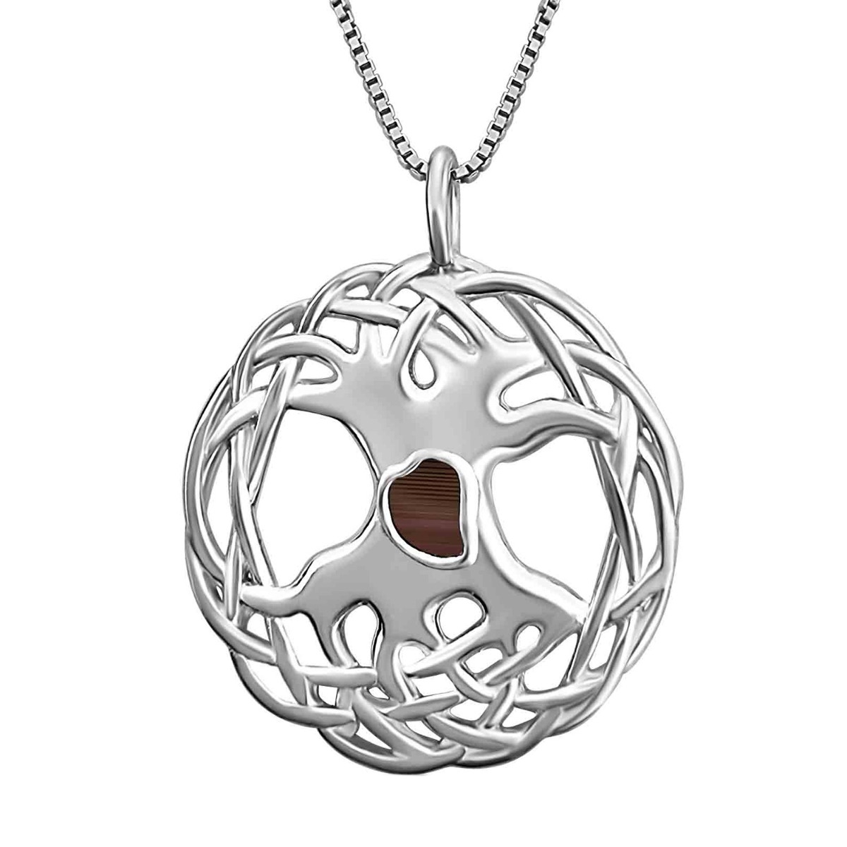 Round Overlapping Tree of Life Necklace with Micro-Inscribed Bible Chip - Color Option - 1
