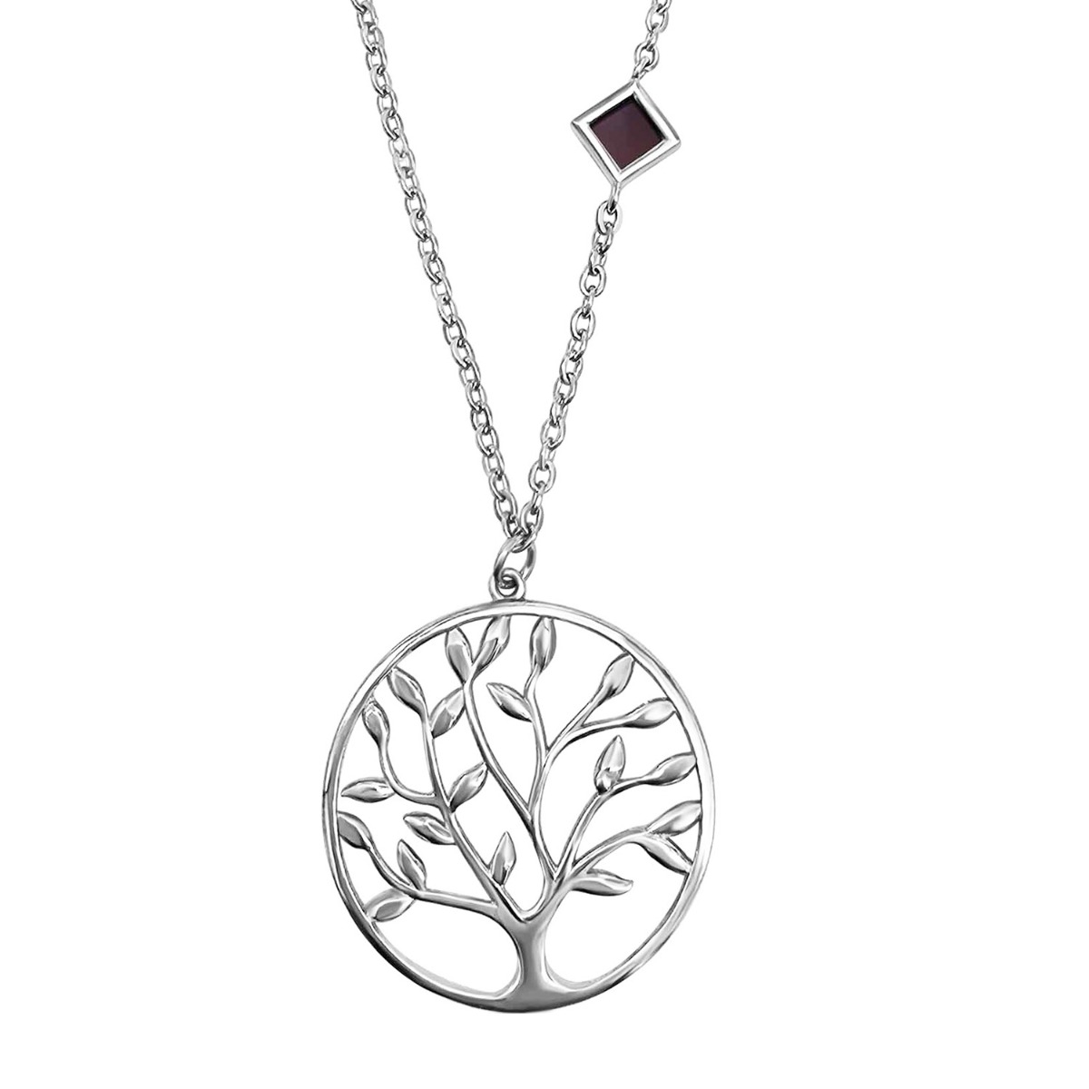 Round Tree of Life Necklace with Micro-Inscribed Bible Chip - Silver or Gold-Plated - 1