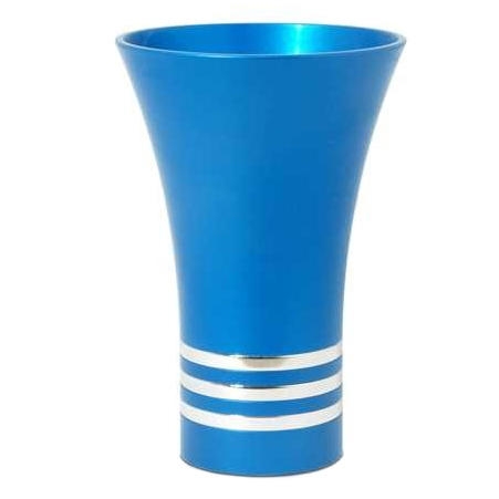 Nadav Art Anodized Aluminum Kiddush Cup - Cone with Three Stripes (Choice of Colors) - 3