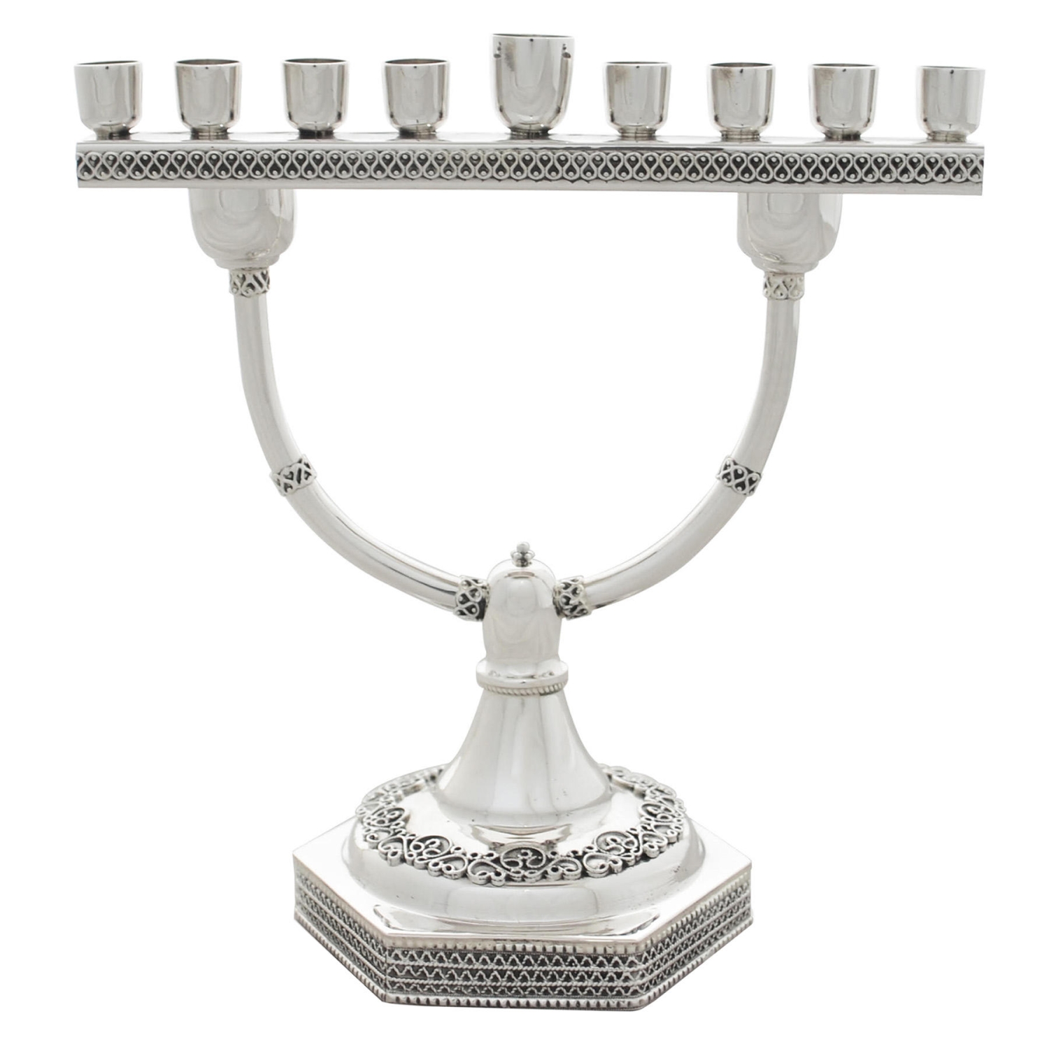 Nadav Art Sterling Silver Miniature Platform Menorah / Candlesticks - 1