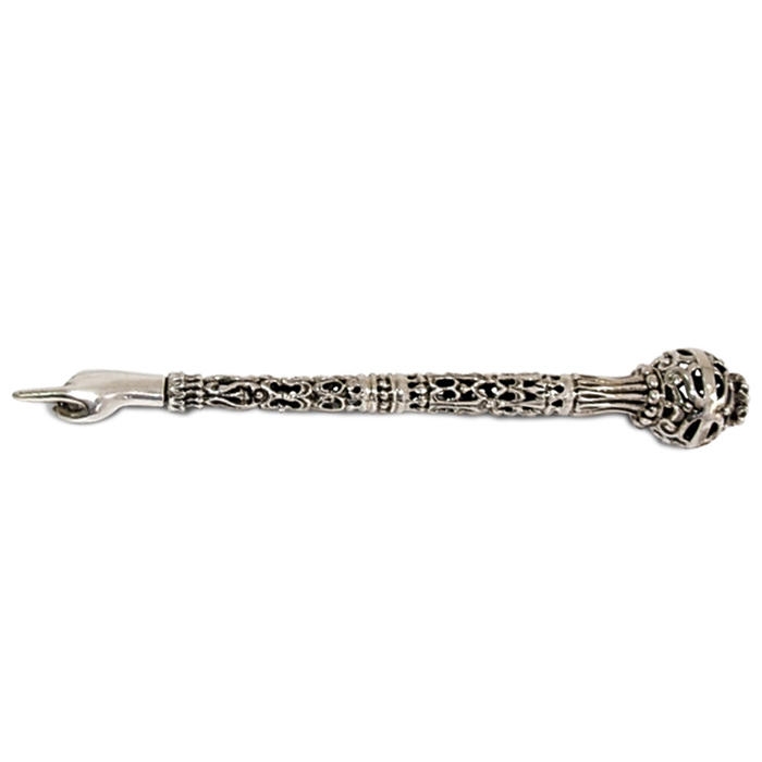 Deluxe Antique Sterling Silver Torah Pointer with Ball - 1