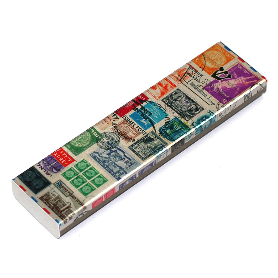 Ofek Wertman Israeli Postage Stamps Aluminium Mezuzah - 1