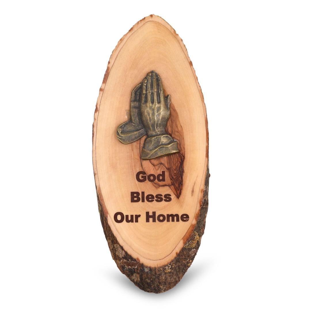 Olive Wood "God Bless Our Home" Wall Hanging  - 1