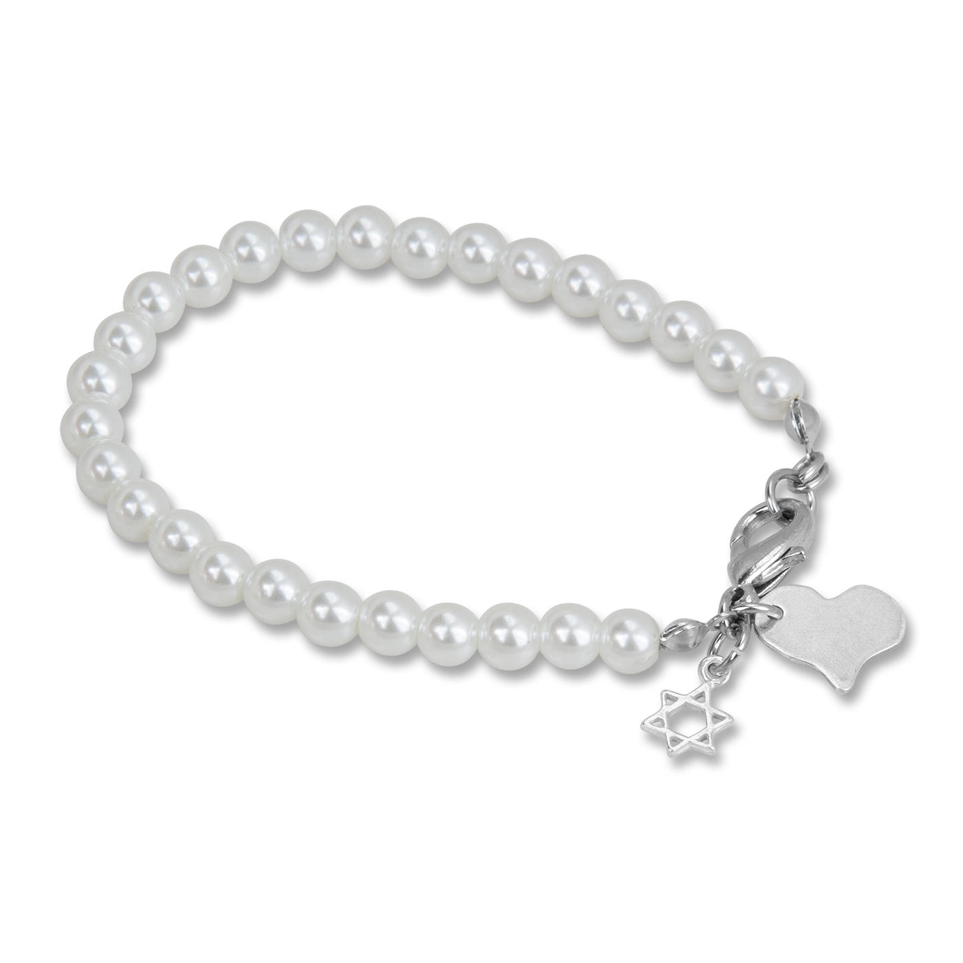 Pearl and Silver Bracelet - Heart and Star by Or Jewelry - 1