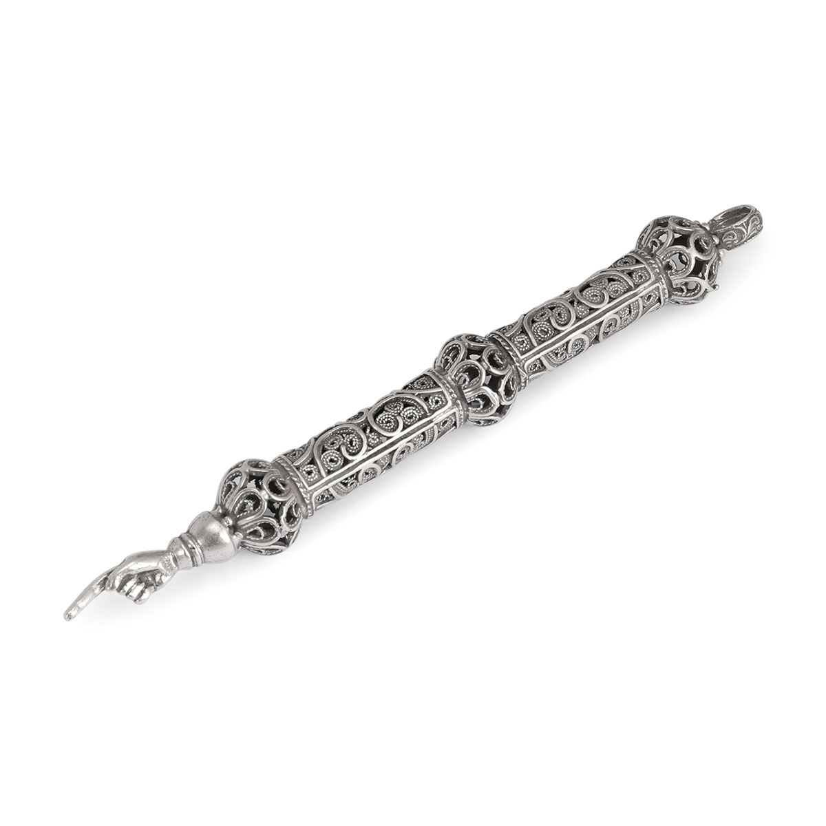 Traditional Yemenite Art Ornate Handcrafted Sterling Silver Yad (Torah Pointer) With Filigree Design - 1