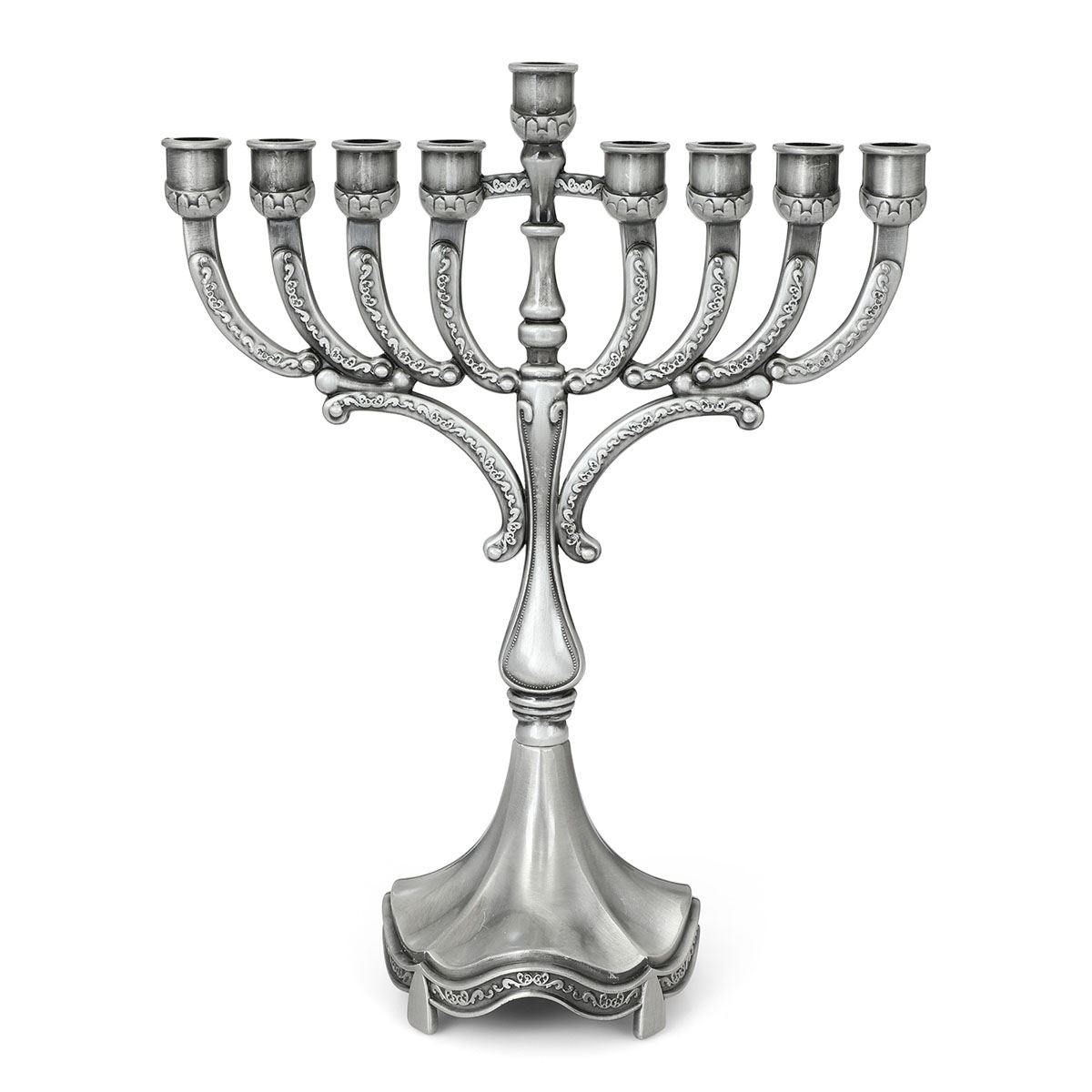Ornate Hanukkah Menorah With Jerusalem Motif - 1