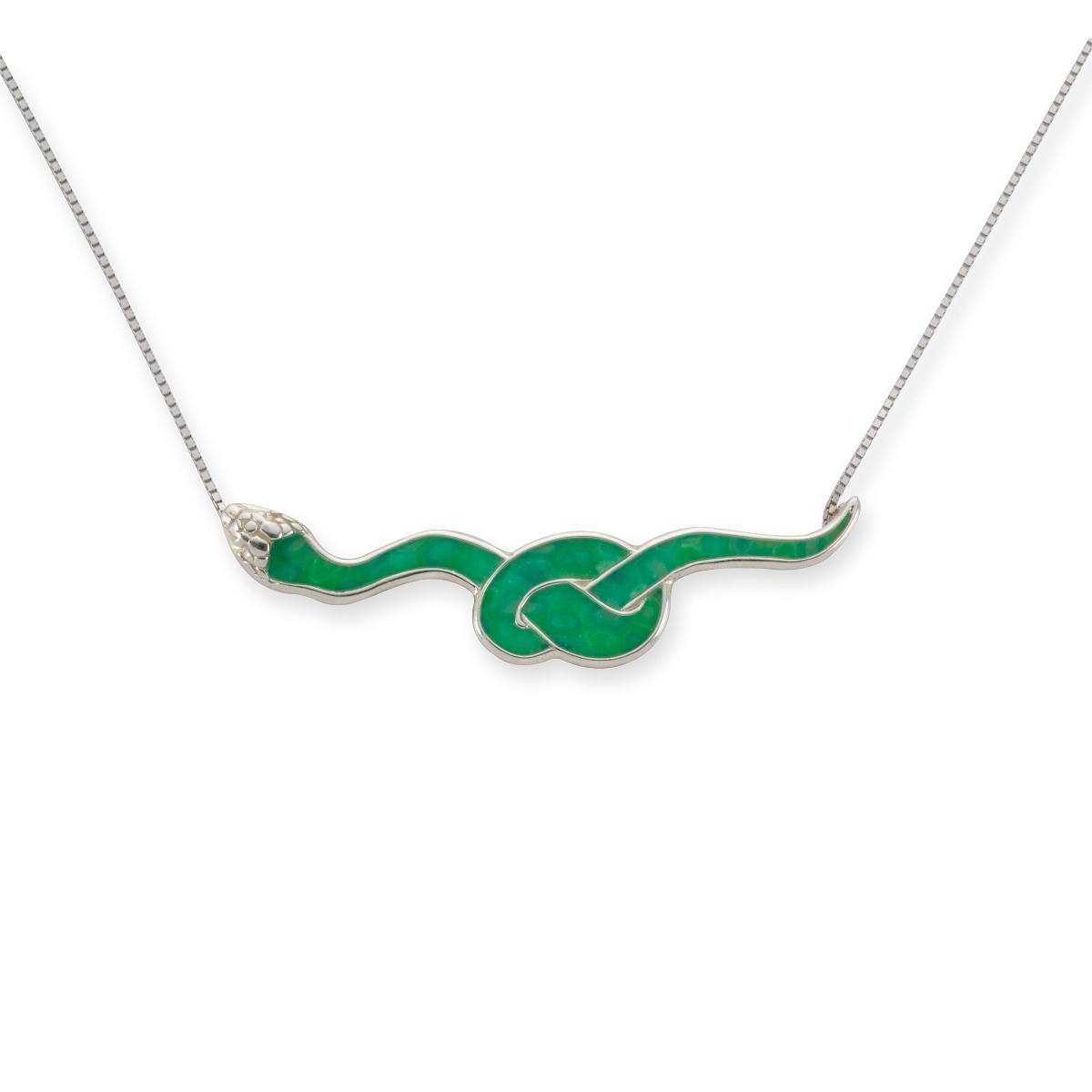 Adina Plastelina Silver Snake Necklace – Translucent Jade  - 1