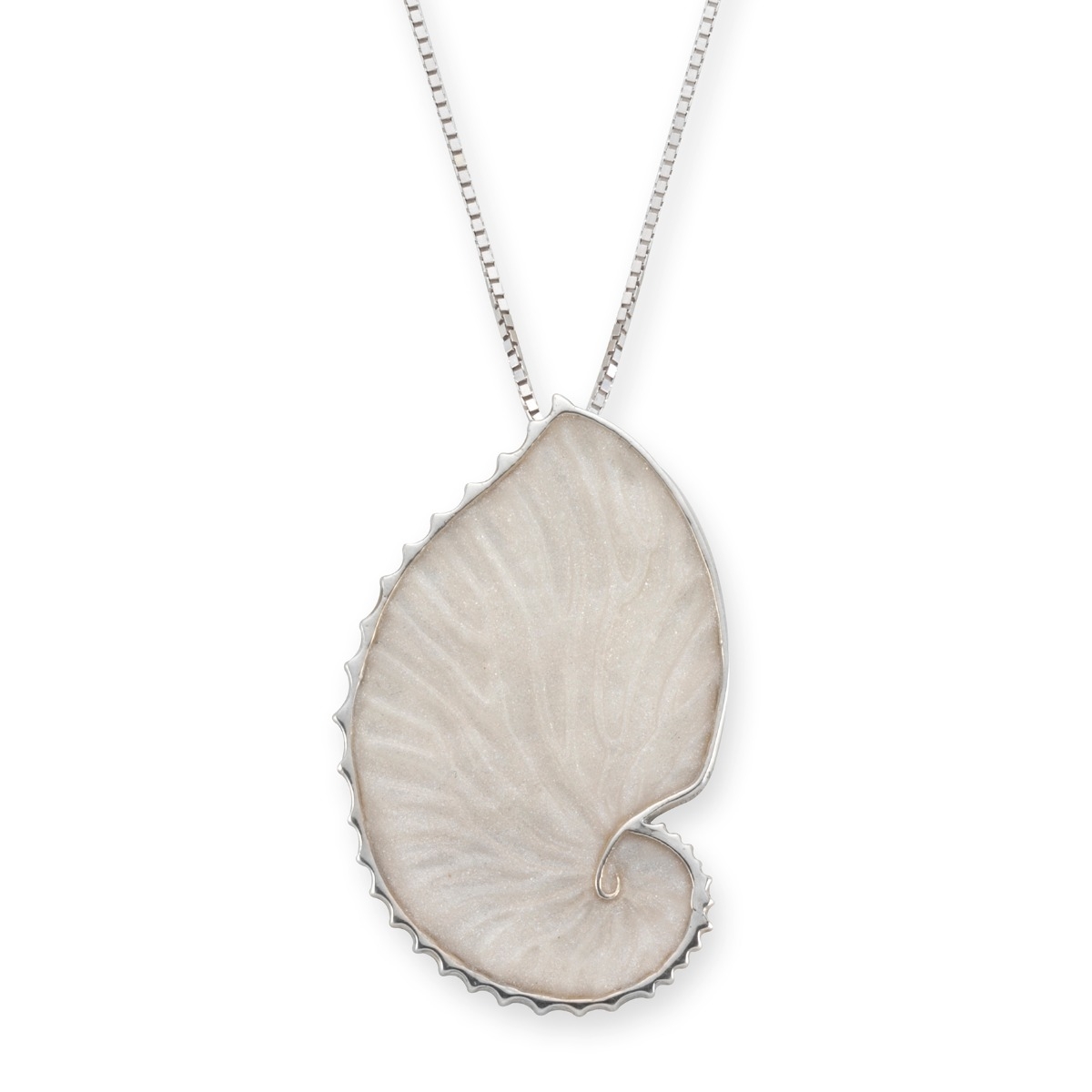Adina Plastelina Silver Nautilus Shell Pearl Necklace  - 1